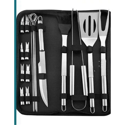 18-Piece Grill Tool Set, BBQ Accessories and Grill Tools, Durable Stainless-Steel Utensils, Spatula, Tongs, Cleaning Brush & More, Grilling Gifts for Men