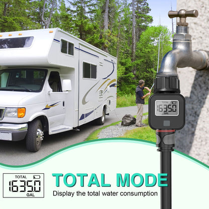 Digital Water Flows Meter for Outdoor Garden Hose Watering Irrigation Measuring Consumption Water