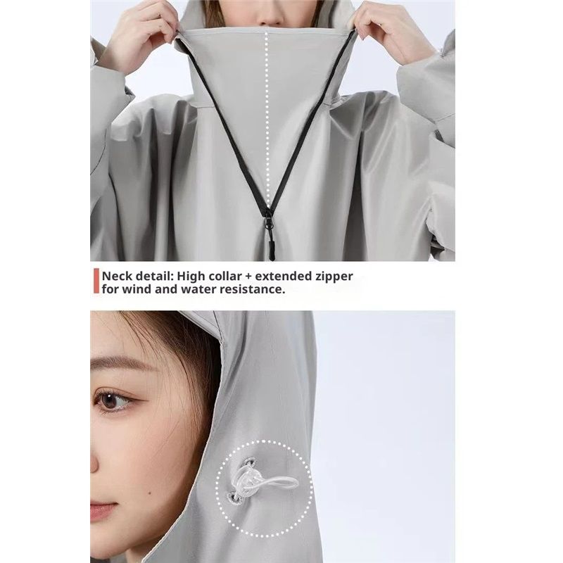 Hooded Rain Poncho for Adult with Pocket and Zipper, Waterproof Lightweight Raincoat for Men and Women（XL（170-180））