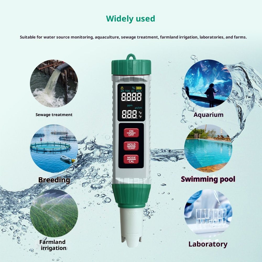 5 in 1 Water Quality Tester Pen Meter for Pools, Drinking Water Aquariums hydroponic Cooking Tester Measure Water by 5 parameters PH/TDS/EC5
