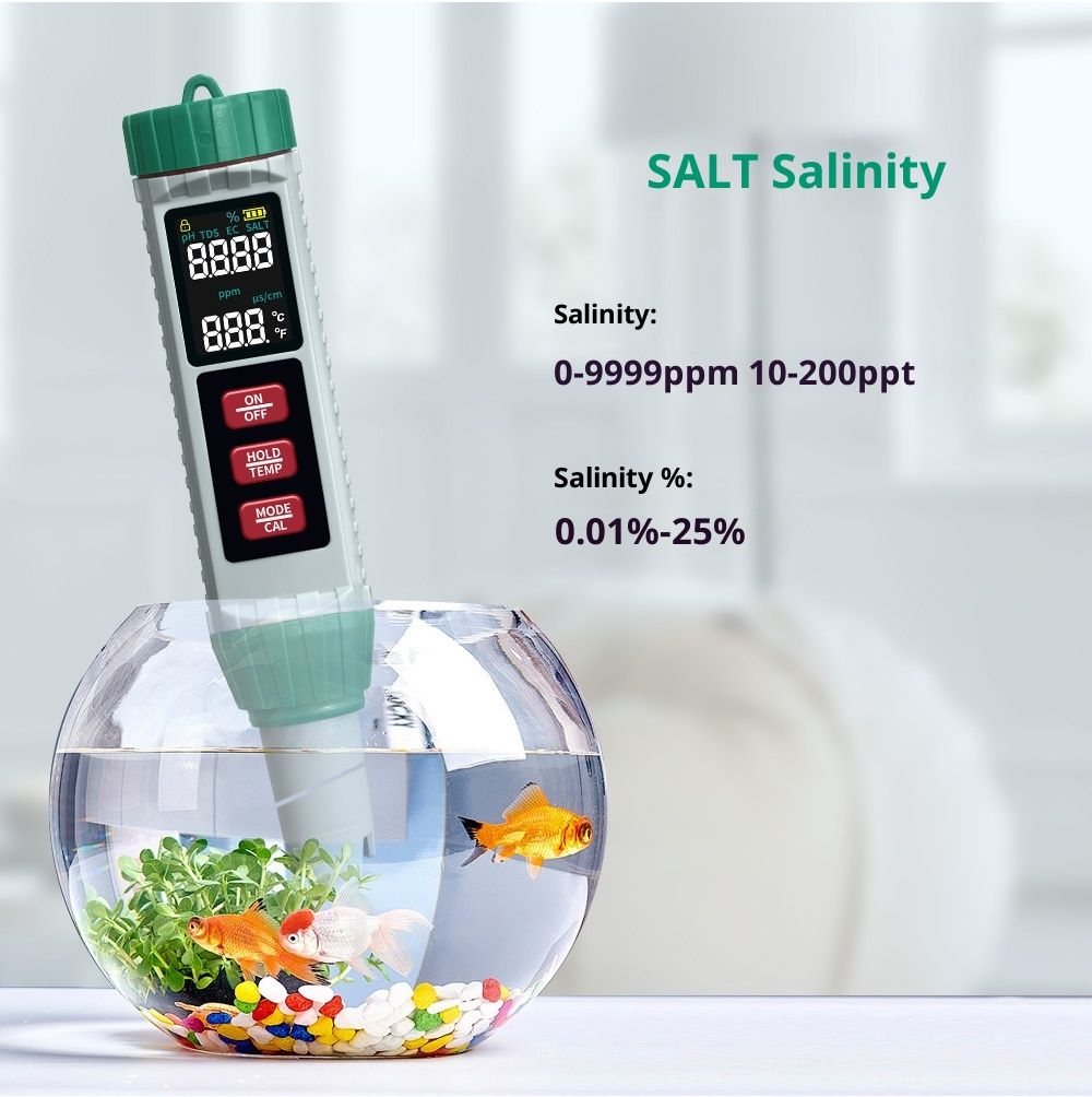 5 in 1 Water Quality Tester Pen Meter for Pools, Drinking Water Aquariums hydroponic Cooking Tester Measure Water by 5 parameters PH/TDS/EC5