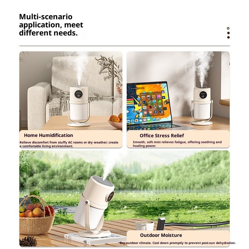 Portable Small Humidifier - Cold Mist Humidifier with 360° Rotating Stand, Stepless Dimming Warm Night Light, 2/8 H Timer Function, Mini humidifier for Bedroom, Plants, Office, and Car