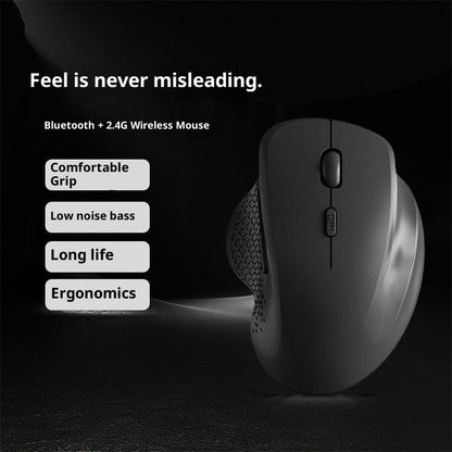 Wireless Mouse (2.4G) Silent 800-1200-1600 DPI Computer USB  & Bluetooth Mouse 6 Buttons, Wide Compatibility - Black