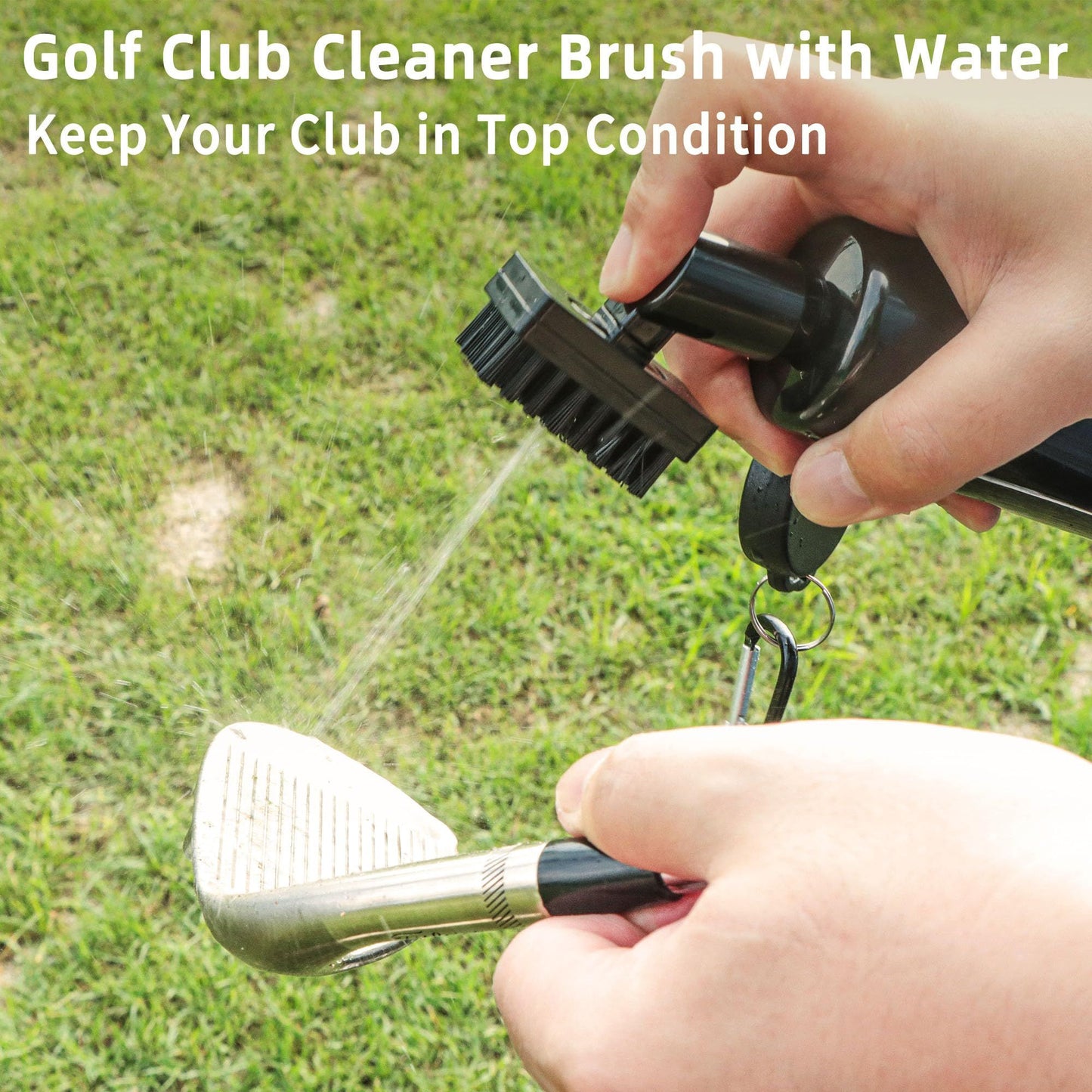 Golf Club Cleaner Brush, Golf Water Brush with Spray Bottle Holdsof Water, Golf Club Cleaning Kit -  Essential Golf Accessories for Men, 2pcs black