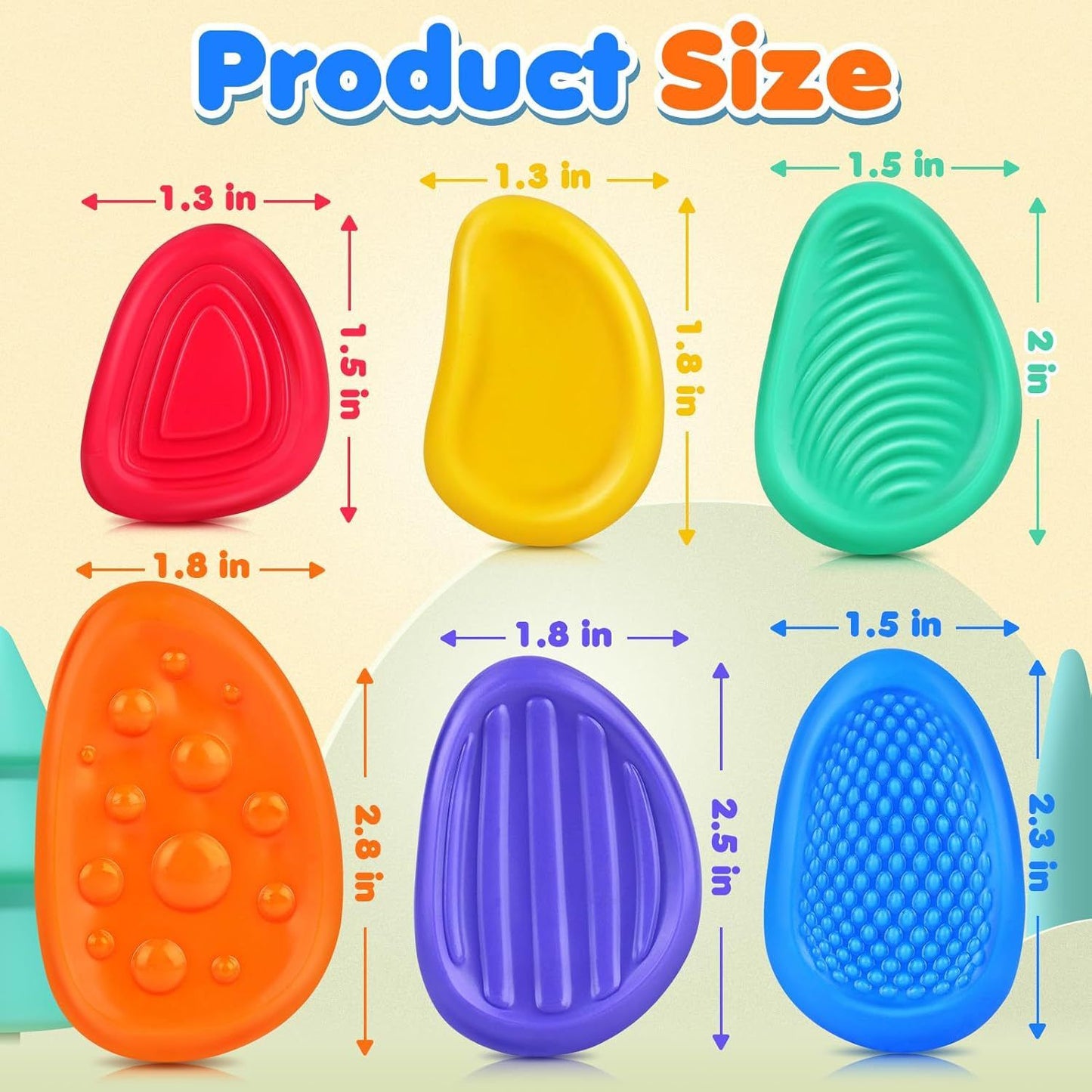 Sensory Stone for Kids: 12 Pack Textured Soft Worry Stone for Autism Kids Calming -  Stress Toys for Students Anxiety Relief - Small Prizes Toys