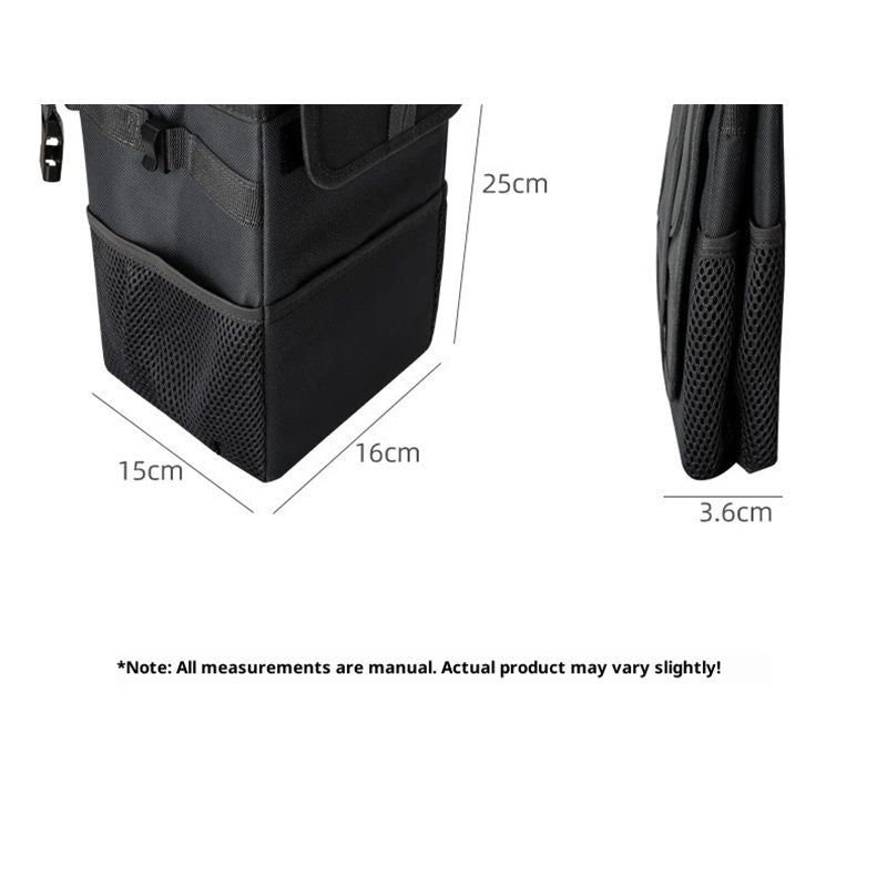 Car Garbage can with lid Leak Proof Vehicle Trash Can Storage Pockets Hanging Waterproof car Trash Bag for SUV Black