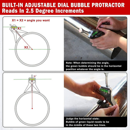 Upgraded Pipe Center Finder, Measure Pipe Diameter, Pipefitter Tools With Centering Head, Measure Pipe Diameter Over 0.5" & up With 4" Y-Type Base and Adjustable Dial Bubble Protractor Kemu |Fashion Home Kitchen Beauty