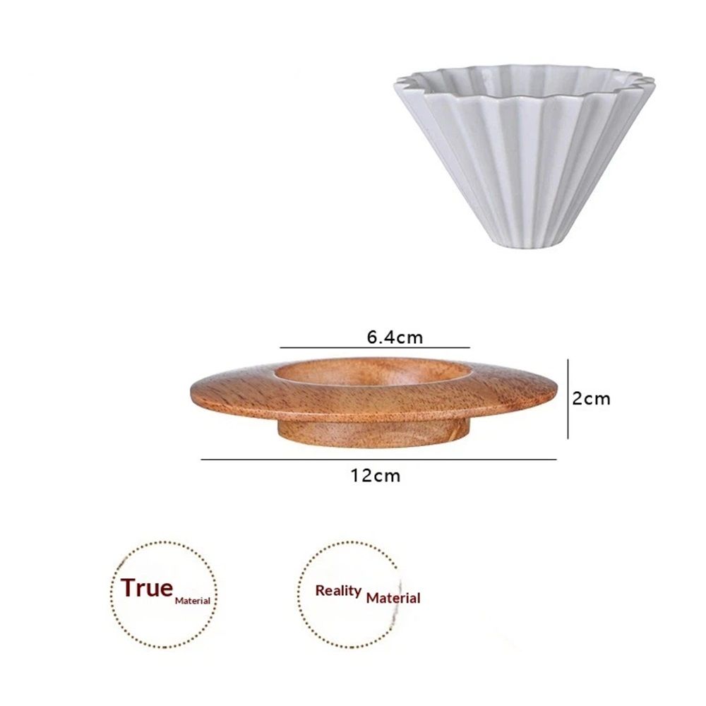Ceramic Coffee Dripper Pour Over Coffee Maker with Wood Stand Elegant Flower Shape Filter,Slow Brewing Maker for Home Cafe Kemu |Fashion Home Kitchen Beauty