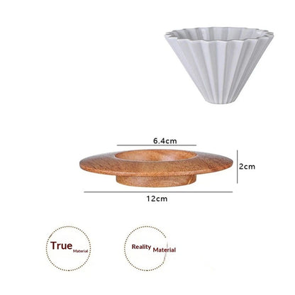 Ceramic Coffee Dripper Pour Over Coffee Maker with Wood Stand Elegant Flower Shape Filter,Slow Brewing Maker for Home Cafe Kemu |Fashion Home Kitchen Beauty