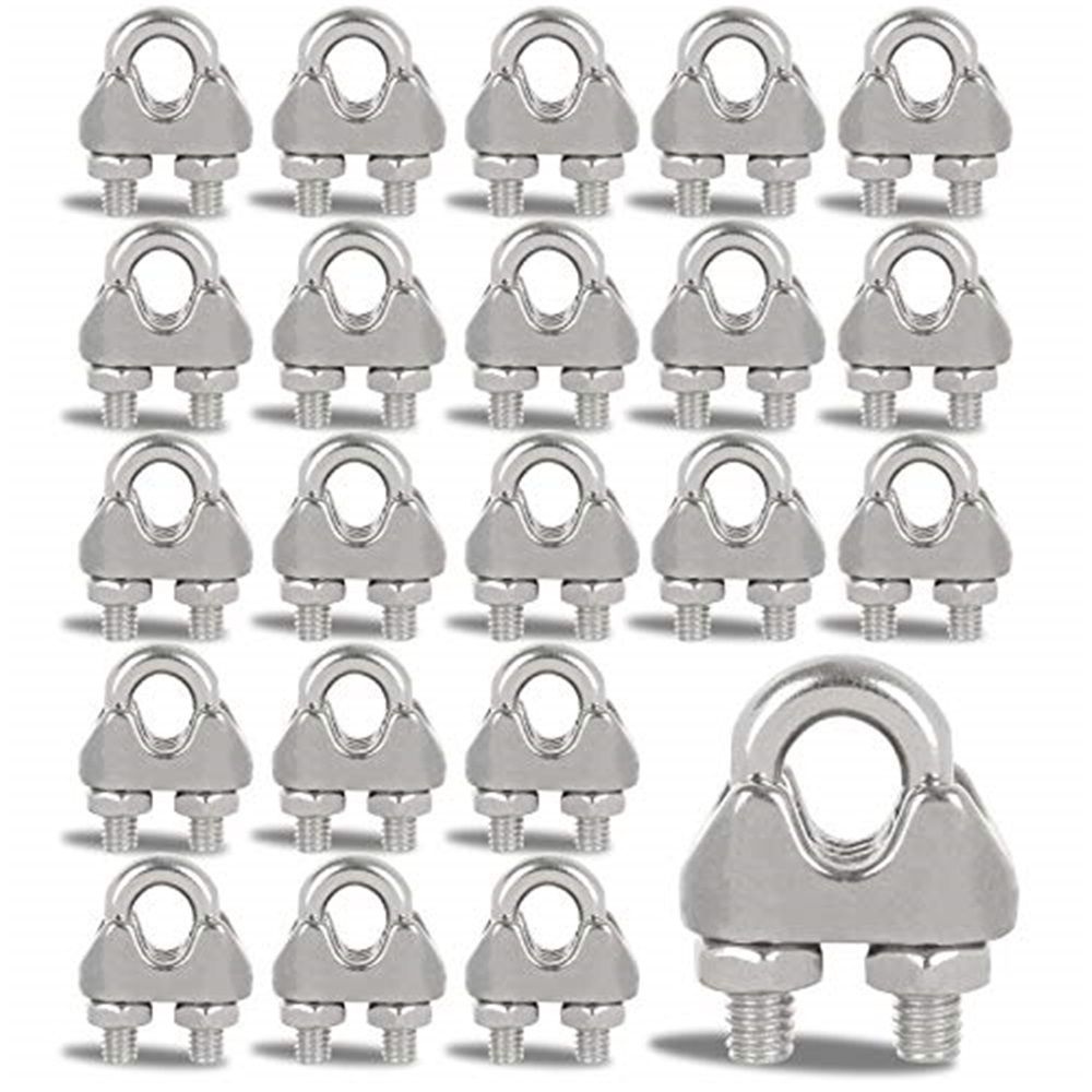 40 PCS 1/4" Stainless Steel Wire Rope Cable Clip Clamp M6 Wire Rope Clamp Wire Rope Cable Clip Clamp U Bolt Saddle Fastener Kemu |Fashion Home Kitchen Beauty