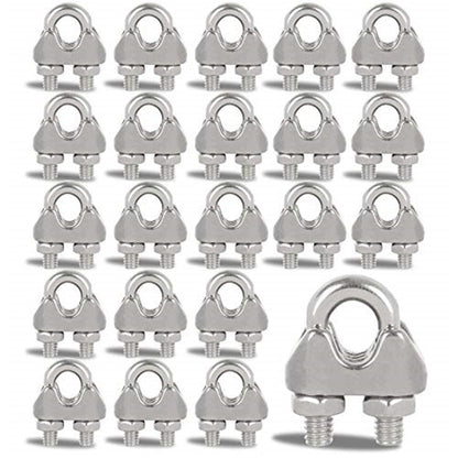 40 PCS 1/4" Stainless Steel Wire Rope Cable Clip Clamp M6 Wire Rope Clamp Wire Rope Cable Clip Clamp U Bolt Saddle Fastener Kemu |Fashion Home Kitchen Beauty