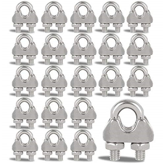 40 PCS 1/4" Stainless Steel Wire Rope Cable Clip Clamp M6 Wire Rope Clamp Wire Rope Cable Clip Clamp U Bolt Saddle Fastener Kemu |Fashion Home Kitchen Beauty