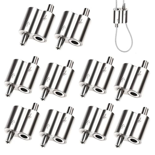 Stainless Steel Wire Rope Cable Clip Clamp, 1/16" Two Way Wire Rope Clips for 1/16 Inch (1.5mm-2.5mm) Stainless Steel Cable/Wire Rope - 10 PCS Kemu |Fashion Home Kitchen Beauty