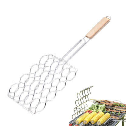 BBQ Grilling Accessories, Portable Barbecue Grilling Basket Corn on the Cob Grill Basket, for Grilling Outdoor Camping Cooking Fish Grilling Basket Tool
