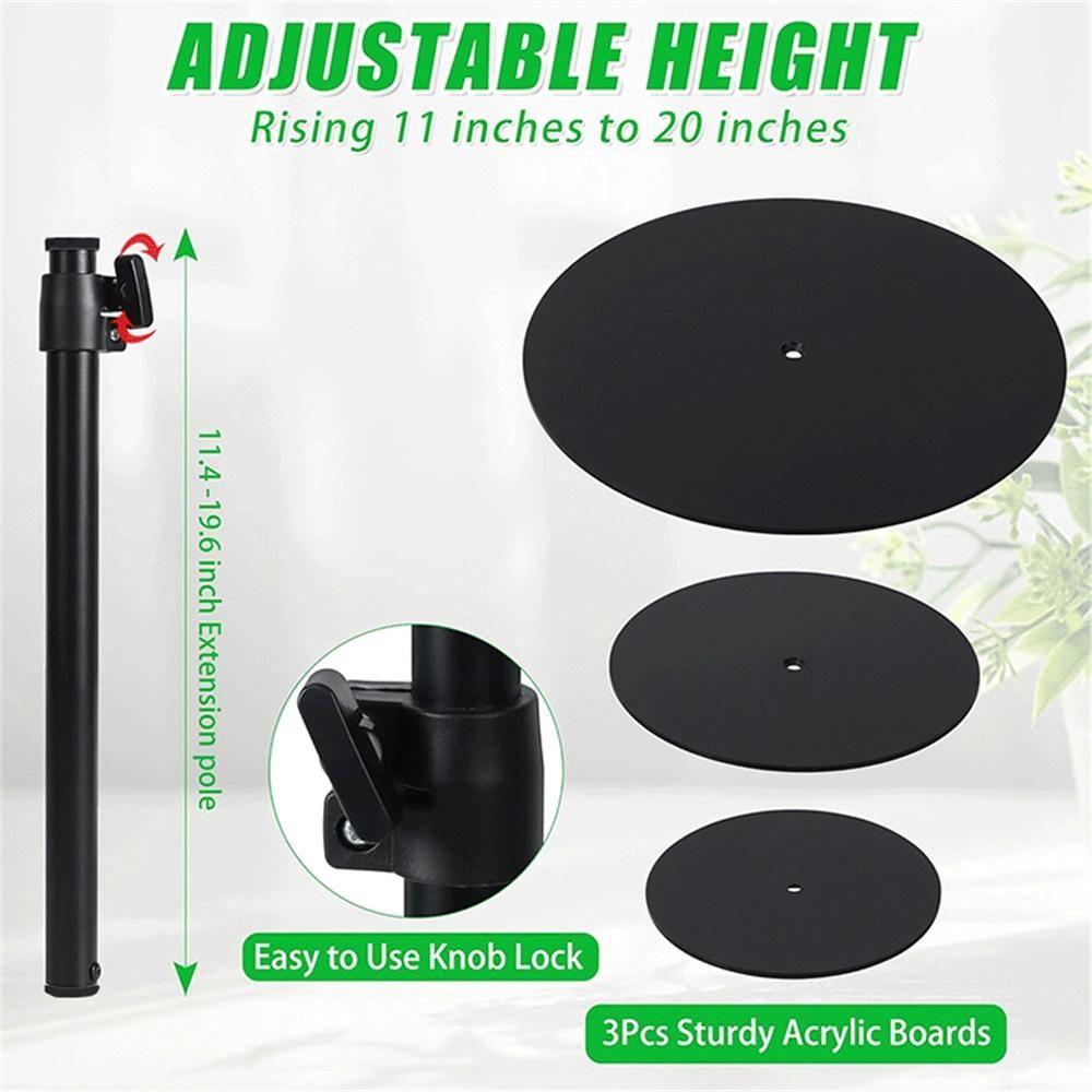 Small Round Side Table, Adjustable Height Drink Table, Pedestal Side Table, Coffee Table, for Small Spaces, Black