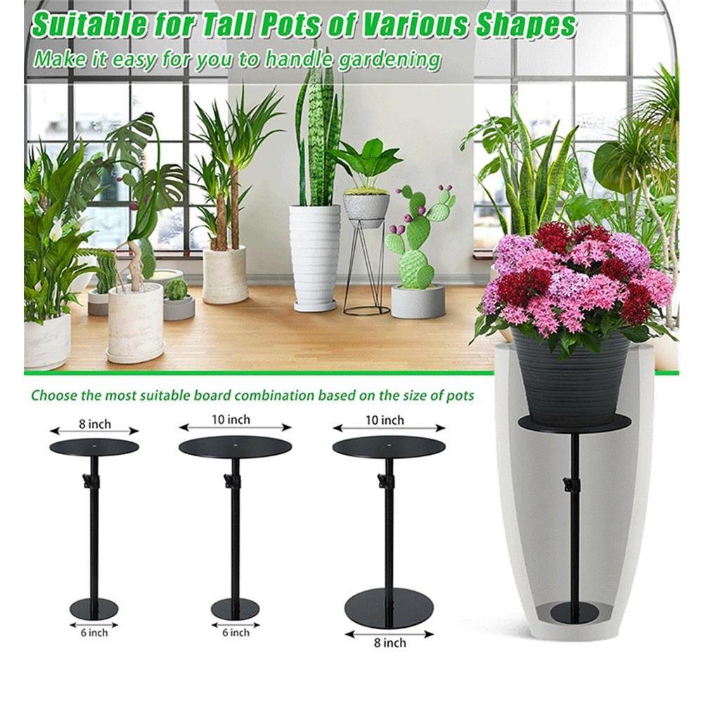 Small Round Side Table, Adjustable Height Drink Table, Pedestal Side Table, Coffee Table, for Small Spaces, Black