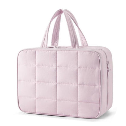 Travel Toiletry Bag with Jewelry Organizer, Hanging Travel Bag for Toiletries, Puffy Makeup Cosmetic Bag Organizer, Carry-on Travel Accessories Essentials, pink（27.9*18.8*12CM）