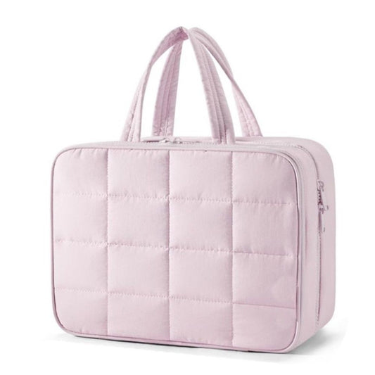 Travel Toiletry Bag with Jewelry Organizer, Hanging Travel Bag for Toiletries, Puffy Makeup Cosmetic Bag Organizer, Carry-on Travel Accessories Essentials, pink（27.9*18.8*12CM）