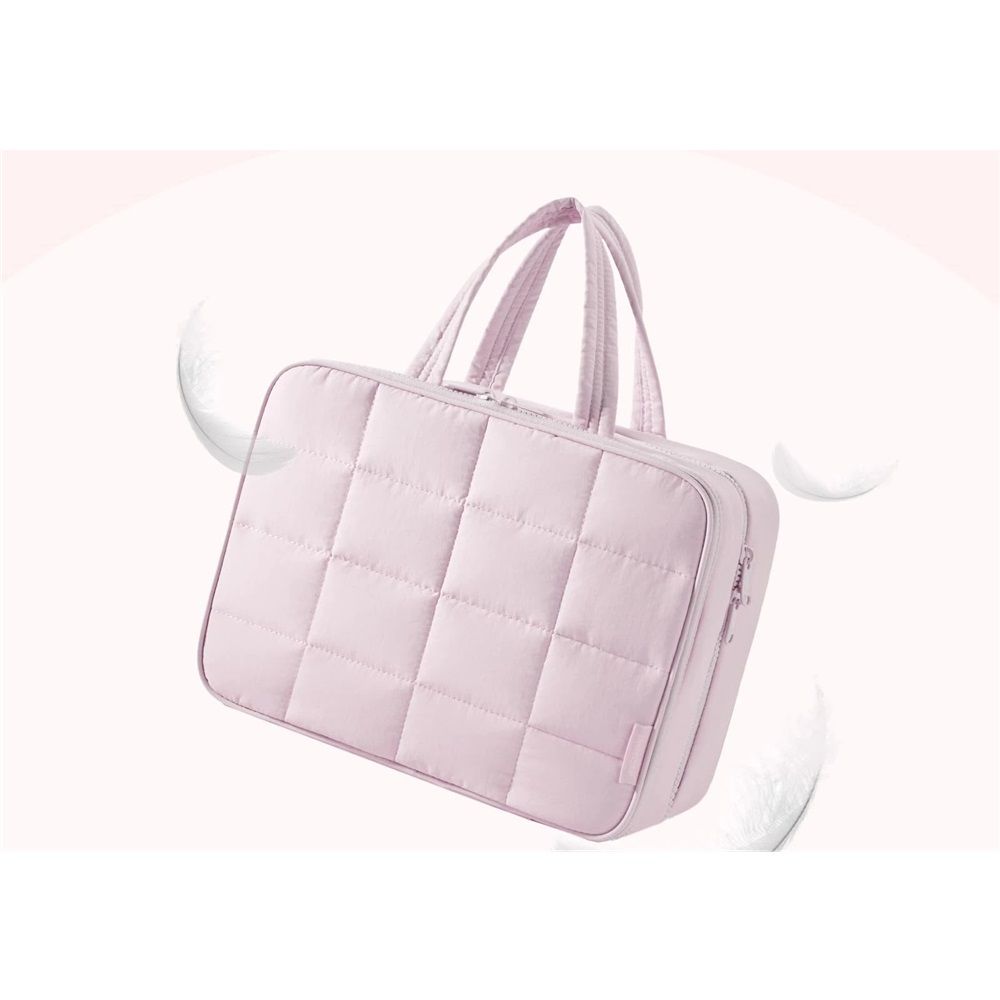 Travel Toiletry Bag with Jewelry Organizer, Hanging Travel Bag for Toiletries, Puffy Makeup Cosmetic Bag Organizer, Carry-on Travel Accessories Essentials, pink（27.9*18.8*12CM）