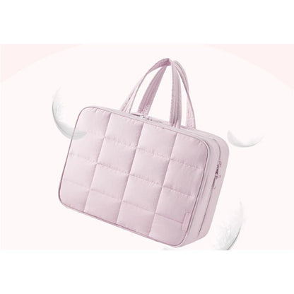 Travel Toiletry Bag with Jewelry Organizer, Hanging Travel Bag for Toiletries, Puffy Makeup Cosmetic Bag Organizer, Carry-on Travel Accessories Essentials, pink（27.9*18.8*12CM）