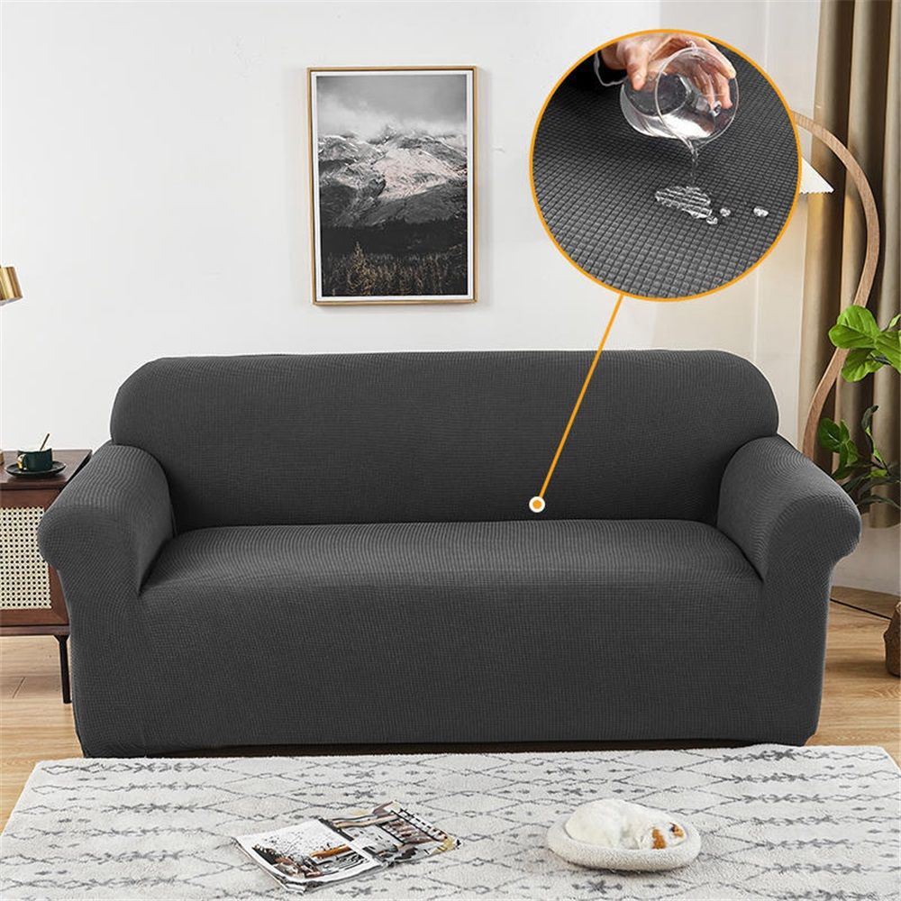 Waterproof Couch Cover Slipcovers for Couches - Stretch Non Slip Sofa Covers Washable, Leakproof Furniture Protector for Kids, Pets, Dog (Double seat sofa cover, carbon ash)