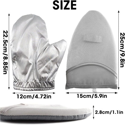 3 PCS Garment Steamer Ironing Gloves, Waterproof Care Anti Steam Mitt with Finger Loop, Heat Resistant Protective Gloves Iron Board for Clothes Steamers (Pointy)