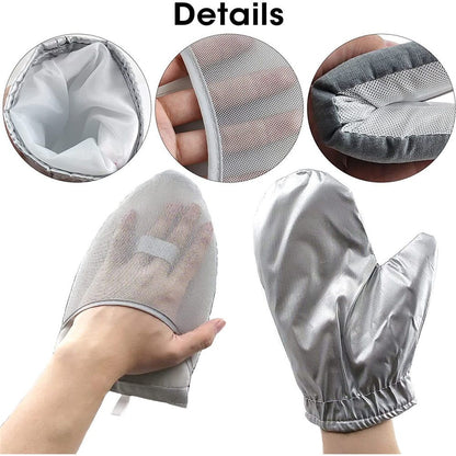 3 PCS Garment Steamer Ironing Gloves, Waterproof Care Anti Steam Mitt with Finger Loop, Heat Resistant Protective Gloves Iron Board for Clothes Steamers (Pointy)