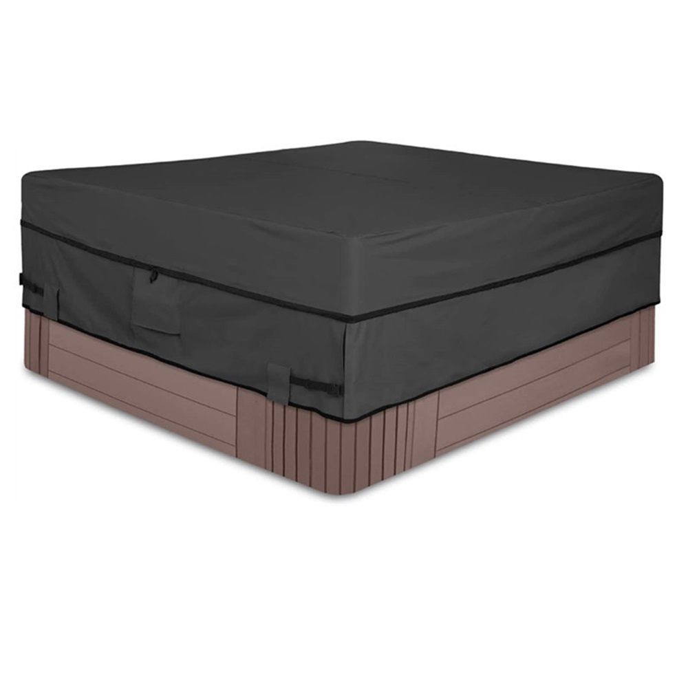 210D Waterproof silver coated Oxford cloth Square Hot Tub Cover Outdoor SPA Covers 76 x 76 inch, Black