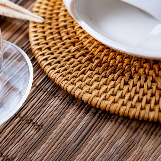 4pcs Trivets for Hot Dishes - Woven Rattan Trivets Hot Pads for Dinning Table,Kitchen Heat Resistant Straw Dish Coasters Placemats Pot Holder (16cm) Kemu |Fashion Home Kitchen Beauty