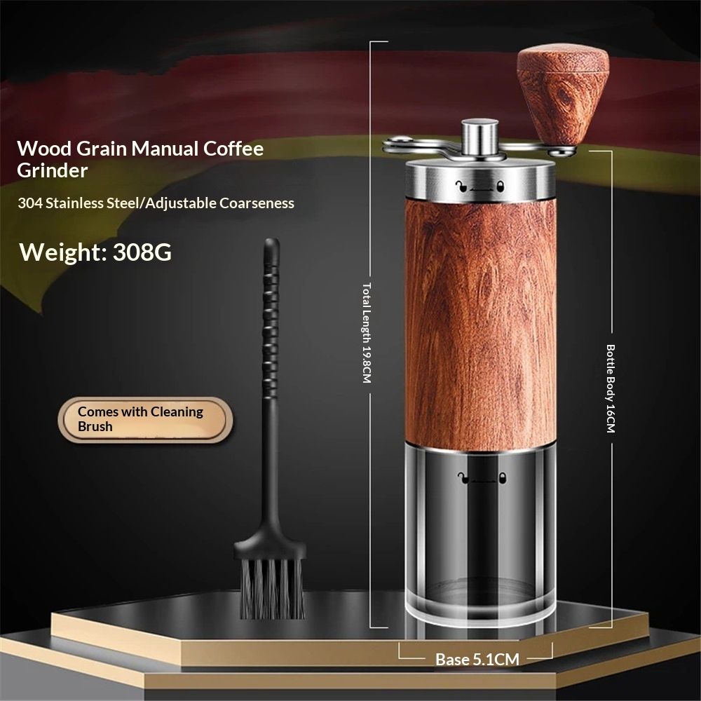 Manual Coffee Grinder with Adjustable Bean Grind Size - Hand Coffee Grinder with Hand Crank Mill - Ideal for Fresh Espresso at Home, in The Office, or for Travelling（Send cleaning brush） Kemu |Fashion Home Kitchen Beauty