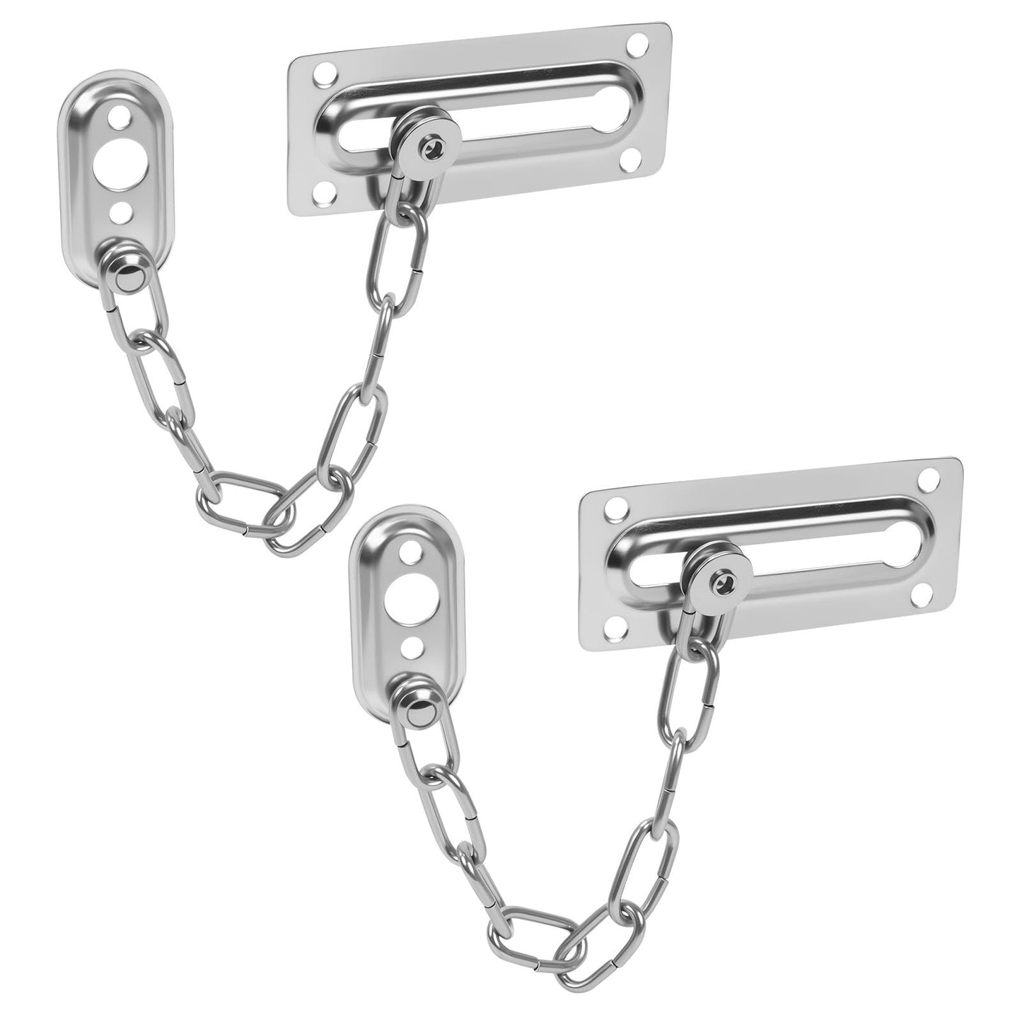 2 Pack Door Chain Lock, Heavy Duty Stainless Steel Locks for Inside Door, Durable and Rust-Proof, Child and Pet Safety Lock for Bedroom, Apartment, Hotel