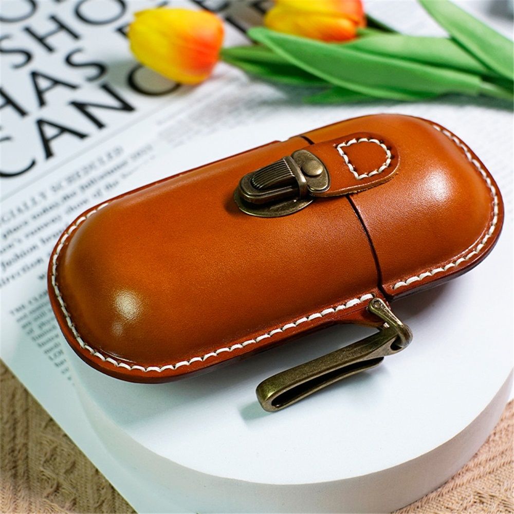 Handmade Leather Eyeglass Case Hard Shell Retro Men And Women Sunglasses Nearsighted Glasses Hooks Protection Box.（oniy box）