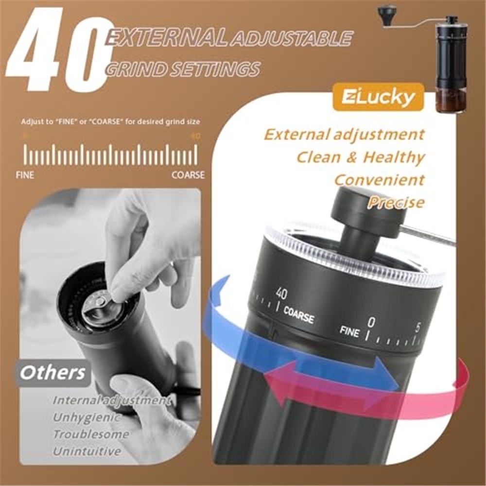 Mini Manual Coffee Grinder with 40 Adjustable Settings, Portable Hand Coffee Bean Mill with 25g Capacity, Conical Burr Coffee Grinder with Crank for Travel, Camping, Office, Espresso, Pour Over, etc Kemu |Fashion Home Kitchen Beauty