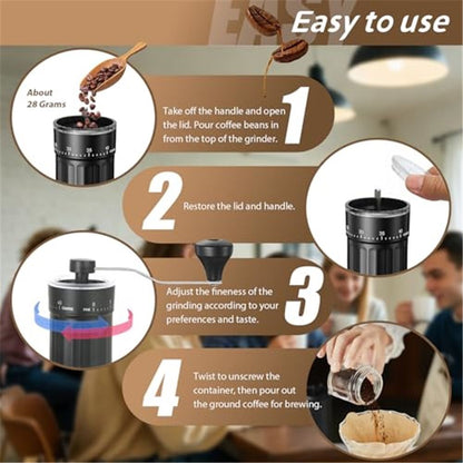Mini Manual Coffee Grinder with 40 Adjustable Settings, Portable Hand Coffee Bean Mill with 25g Capacity, Conical Burr Coffee Grinder with Crank for Travel, Camping, Office, Espresso, Pour Over, etc Kemu |Fashion Home Kitchen Beauty