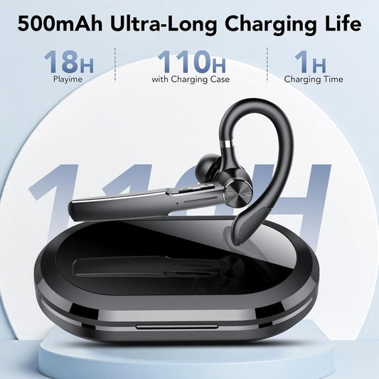 Bluetooth Headset, Wireless Bluetooth Earpiece with Charging Case 50 Hours Talking Time Built-in Microphone for iOS Android Cell Phone, V5.3 Hand-Free Headphones for Trucker, Office, Black Kemu |Fashion Home Kitchen Beauty