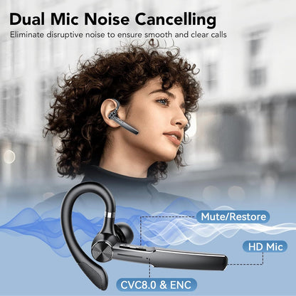Bluetooth Headset, Wireless Bluetooth Earpiece with Charging Case 50 Hours Talking Time Built-in Microphone for iOS Android Cell Phone, V5.3 Hand-Free Headphones for Trucker, Office, Black Kemu |Fashion Home Kitchen Beauty