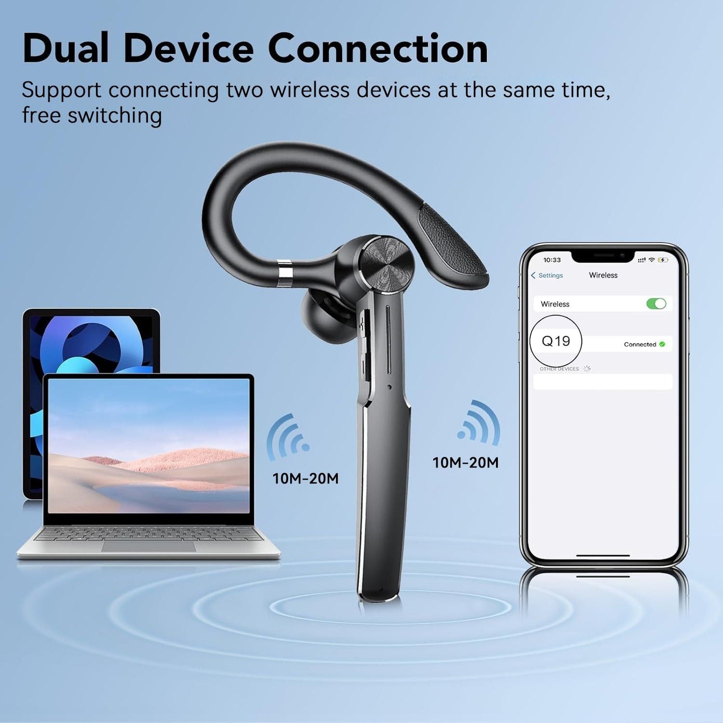 Bluetooth Headset, Wireless Bluetooth Earpiece with Charging Case 50 Hours Talking Time Built-in Microphone for iOS Android Cell Phone, V5.3 Hand-Free Headphones for Trucker, Office, Black Kemu |Fashion Home Kitchen Beauty