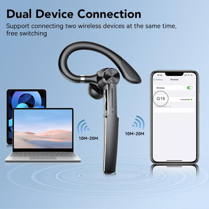Bluetooth Headset, Wireless Bluetooth Earpiece with Charging Case 50 Hours Talking Time Built-in Microphone for iOS Android Cell Phone, V5.3 Hand-Free Headphones for Trucker, Office, Black Kemu |Fashion Home Kitchen Beauty