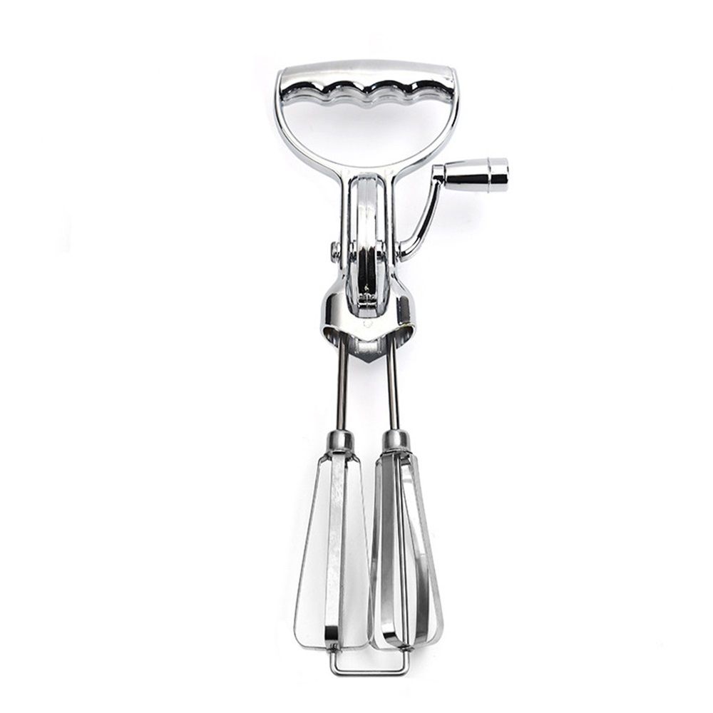Baking hand cranked electroplated egg beater, dual wheel stainless steel kitchen mixer, cake baking tool Egg Beater Classic Hand Crank Style Stainless Steel Mixer （large size） Kemu |Fashion Home Kitchen Beauty