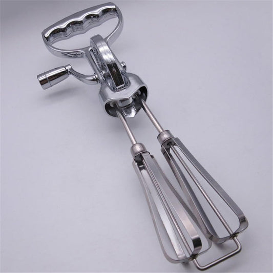 Baking hand cranked electroplated egg beater, dual wheel stainless steel kitchen mixer, cake baking tool Egg Beater Classic Hand Crank Style Stainless Steel Mixer （large size） Kemu |Fashion Home Kitchen Beauty