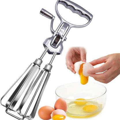 Baking hand cranked electroplated egg beater, dual wheel stainless steel kitchen mixer, cake baking tool Egg Beater Classic Hand Crank Style Stainless Steel Mixer （large size） Kemu |Fashion Home Kitchen Beauty