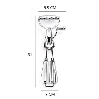 Baking hand cranked electroplated egg beater, dual wheel stainless steel kitchen mixer, cake baking tool Egg Beater Classic Hand Crank Style Stainless Steel Mixer （large size） Kemu |Fashion Home Kitchen Beauty