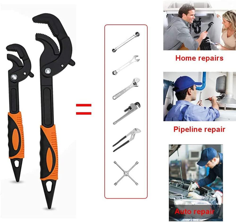 Multi-function Magic Wrench Universal Adjustable Wrenches Steel, Pipe Wrench Set 10.5 and 15-Inch,2-Piece Kemu |Fashion Home Kitchen Beauty
