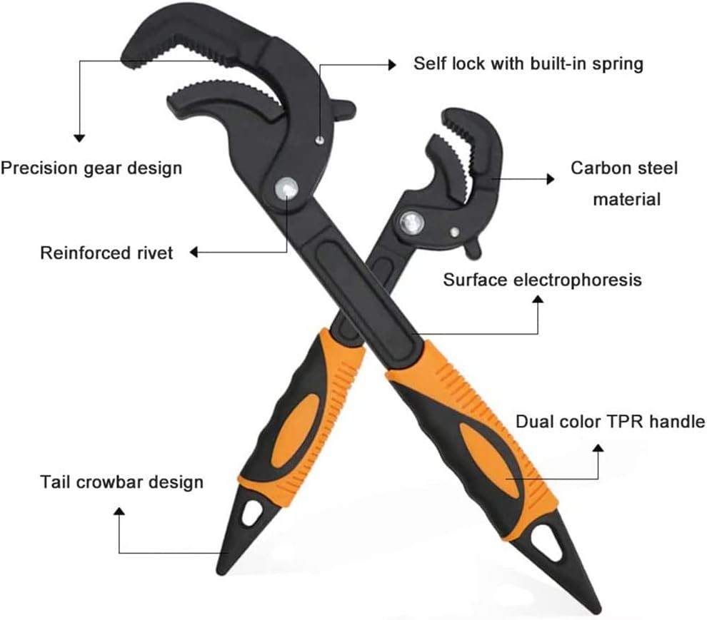 Multi-function Magic Wrench Universal Adjustable Wrenches Steel, Pipe Wrench Set 10.5 and 15-Inch,2-Piece Kemu |Fashion Home Kitchen Beauty