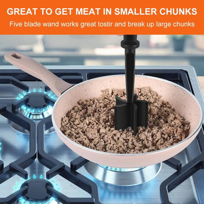 Meat Chopper, Hamburger Grinder, Premium Heat Resistant Smasher for Ground Beef, Burger Grinder Nylon Potato Mix Tool, Meat & Poultry Tenderizers-Black