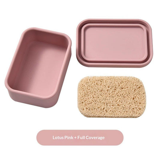 2pcs Proof Silicone Travel Soap Case with Draining Tray - Bar Soap Holder for Travel, Gym & Camping - Mess-Free Portable Soap Container for Carry-on Bags