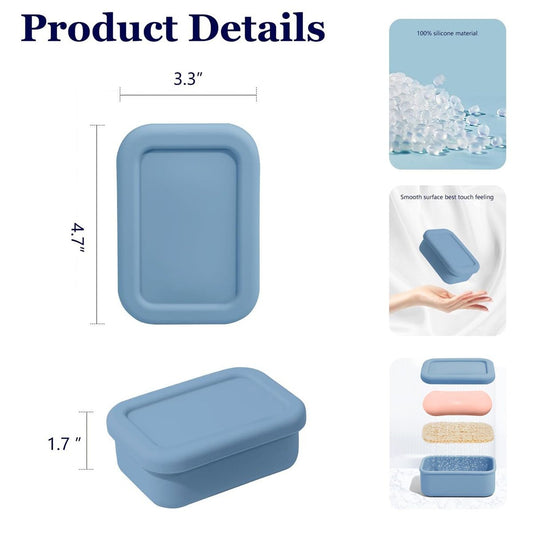 2pcs Proof Silicone Travel Soap Case with Draining Tray - Bar Soap Holder for Travel, Gym & Camping - Mess-Free Portable Soap Container for Carry-on Bags Kemu |Fashion Home Kitchen Beauty