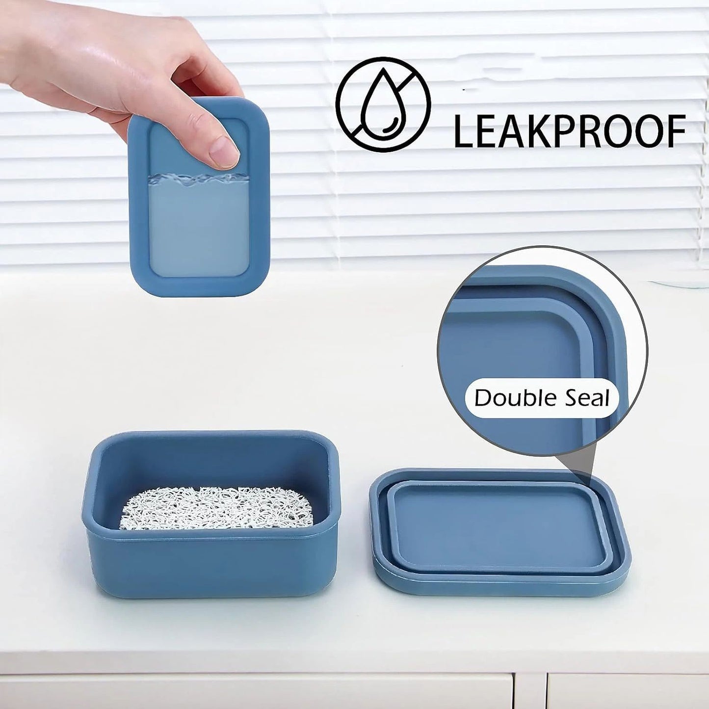 2pcs Proof Silicone Travel Soap Case with Draining Tray - Bar Soap Holder for Travel, Gym & Camping - Mess-Free Portable Soap Container for Carry-on Bags