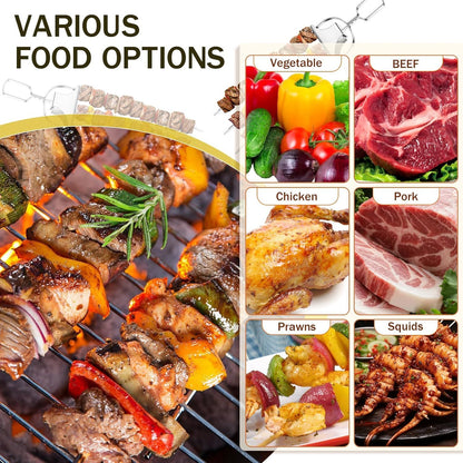 Skewers for kabobs,4-PCS 14 Inch 3-Prong Kabob Skewers for Grilling,Stainless Steel Skewer,With Push Bar Reusable Metal Skewer,Kabob Sticks,Perfect For Meat,Chicken,Sausages,Veggies,shrimp