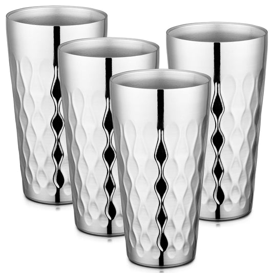 Stainless Steel Cups 19 oz, 4 Pack Large 18.6oz 550ml Stainless Steel Drinking Cups Tumbler Stackable Double Wall Insulated Individual Metal Pint  Tin for Home Party Camping Kemu |Fashion Home Kitchen Beauty